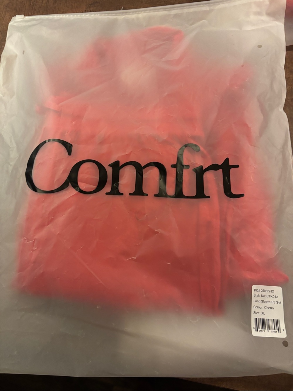 COMFRT Luna lounge long sleeve pj set in cherry size kids xl